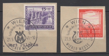 Michel Nr. 804 - 805, Wiener Messe auf Briefstück.